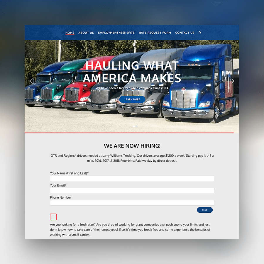 Web Design for Larry Williams Trucking | NWA